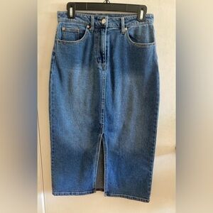 GB Front Slit Midi Denim Skirt